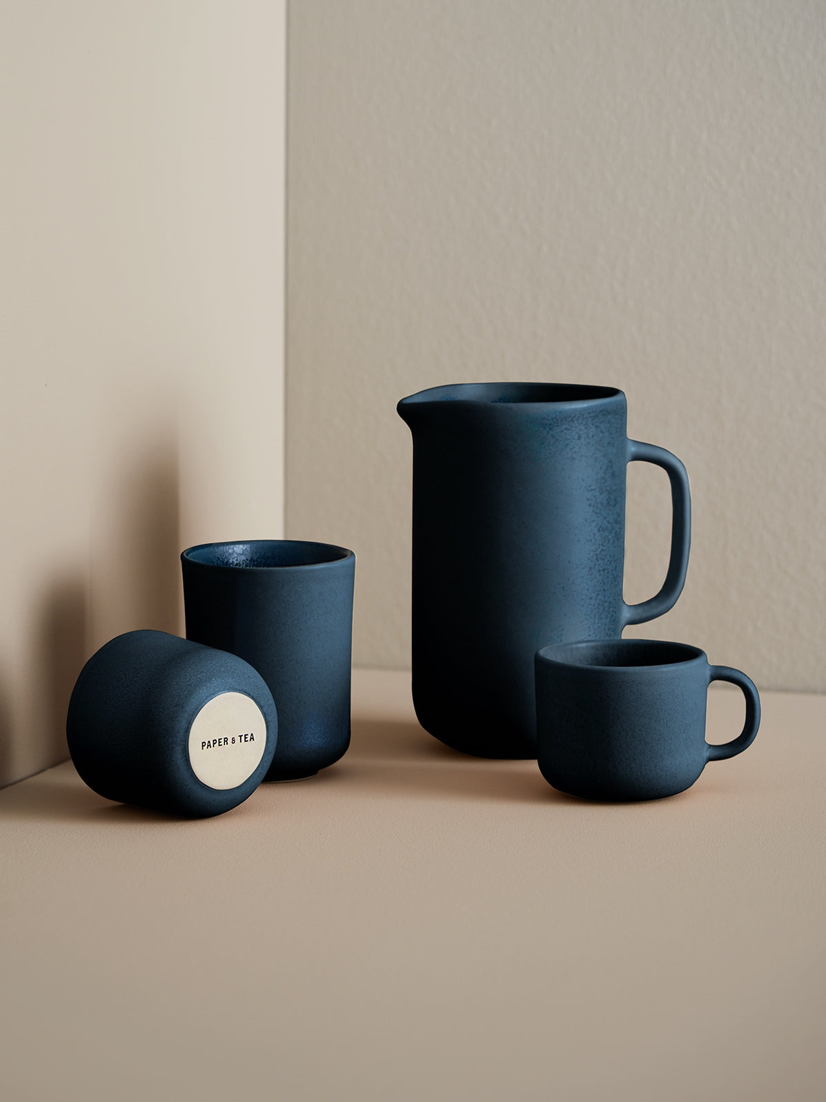 Stoneware Pitcher Dark Blue